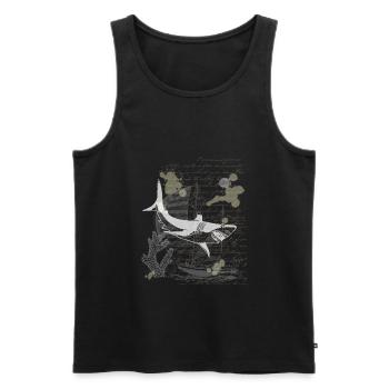 Vintage Steampunk Shark - Männer Premium Bio Tank Top - Schwarz - Vorne - Michal (187cm)