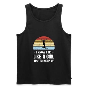 Damen Ski Design - Männer Premium Bio Tank Top - Schwarz - Vorne - AI Model Male 178 light (178cm)