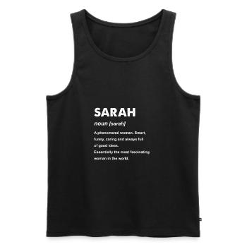 Sarah Name Geschenk Design - Männer Premium Bio Tank Top - Schwarz - Vorne - AI Model Male 178 light (178cm)
