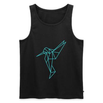 Ligne géométrique colibri - Débardeur bio Premium Homme - noir - Devant - Michal (187cm)