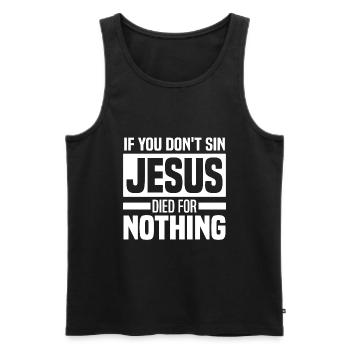 Anti Religion - Männer Premium Bio Tank Top - Schwarz - Vorne - AI Model Male 178 light (178cm)