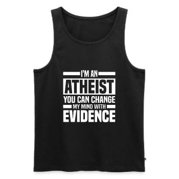 Idées cadeaux athées | Athéisme anti-religieux - Débardeur bio Premium Homme - noir - Devant - Michal (187cm)