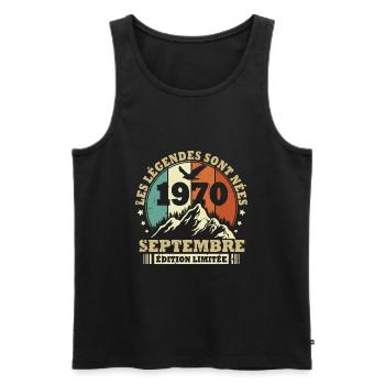 Vintage septembre 1970 vintage cadeau anniversaire - Débardeur bio Premium Homme - noir - Devant - Michal (187cm)