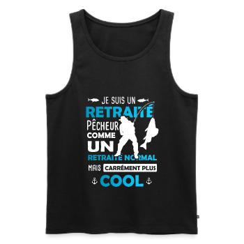 Retraite Pêche / Retraité Pêcheur - Débardeur bio Premium Homme - noir - Devant - Michal (187cm)