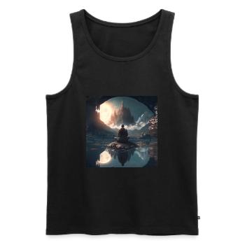 Mönch in Meditation - Männer Premium Bio Tank Top - Schwarz - Vorne - AI Model Male 178 light (178cm)