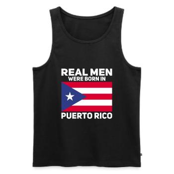Puerto Rico Flagge | Puerto Ricaner Geschenkideen - Männer Premium Bio Tank Top - Schwarz - Vorne - Michal (187cm)