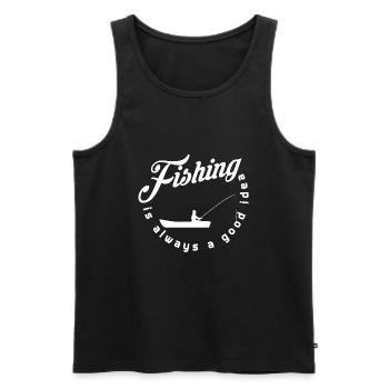 Fishing is always a good idea - Men's Premium Organic Tank Top - black - Front - AI Model Male 178 light (178cm)