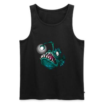 Poisson-grenouille Pêche en haute mer Monster Fish Lantern - Débardeur bio Premium Homme - noir - Devant - AI Model Male 178 light (178cm)