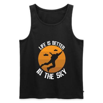 La vie est meilleure au paradis - Saut en parachute - Débardeur bio Premium Homme - noir - Devant - AI Model Male 178 light (178cm)