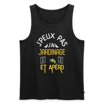 J Peux Pas J Ai Jardinage et Apéro - Débardeur bio Premium Homme - noir - Devant - AI Model Male 178 light (178cm)