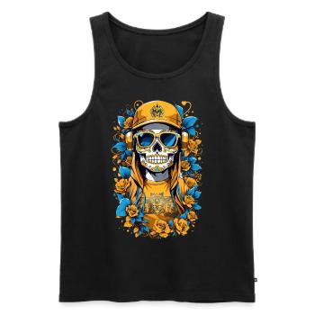 Sugar Skull - Men's Premium Organic Tank Top - black - Front - AI Model Male 178 light (178cm)