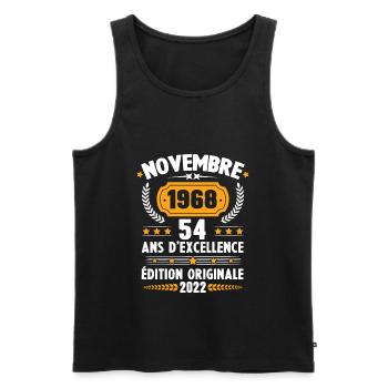 Cadeau D'anniversaire Rétro 54 Ans Novembre 1968 - Débardeur bio Premium Homme - noir - Devant - Michal (187cm)