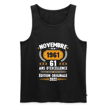 Cadeau D'anniversaire Rétro 61 Ans Novembre 1961 - Débardeur bio Premium Homme - noir - Devant - Michal (187cm)