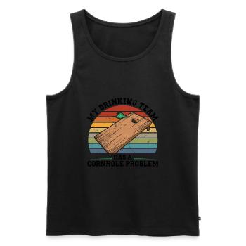 Cornhole Spieler Geschenkideen | Cornhole Team - Männer Premium Bio Tank Top - Schwarz - Vorne - AI Model Male 178 light (178cm)