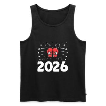 Nouvel An 2026 Boxer Sports Force Gym Athlète - Débardeur bio Premium Homme - noir - Devant - AI Model Male 178 light (178cm)