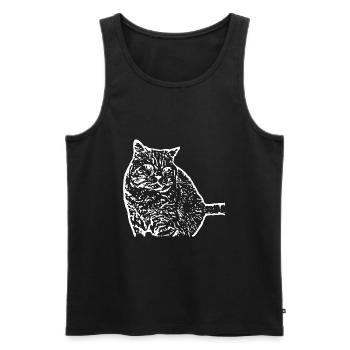 Cat White Silhouette Gift Cat Lover - Men's Premium Organic Tank Top - black - Front - AI Model Male 178 light (178cm)