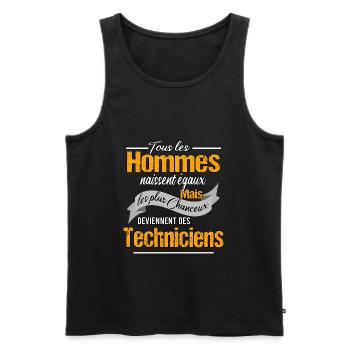 Tous les hommes sont égaux et techniciens - Débardeur bio Premium Homme - noir - Devant - Michal (187cm)