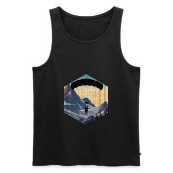skydiving lovers and parachuting fans - Débardeur bio Premium Homme - noir - Devant - AI Model Male 178 light (178cm)