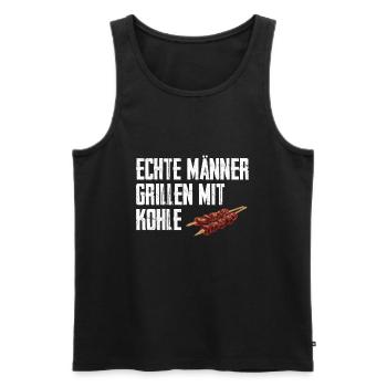 Echte Männer Grillen Mit Kohle - Männer Premium Bio Tank Top - Schwarz - Vorne - Michal (187cm)