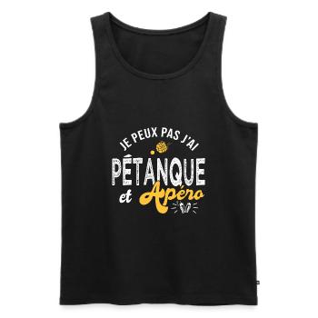 je peux pas j ai pétanque et apéro Humour petanque - Débardeur bio Premium Homme - noir - Devant - AI Model Male 178 light (178cm)