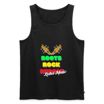Roots Rock Reggae - Musique rebelle - Cadeau rasta - Débardeur bio Premium Homme - noir - Devant - AI Model Male 178 light (178cm)