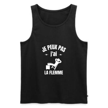 Je peux pas j'ai la flemme - Débardeur bio Premium Homme - noir - Devant - Michal (187cm)