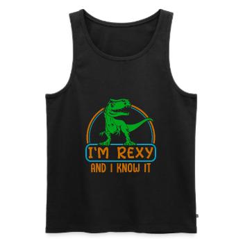 At Rexy and i know it - cool T-Rex - Men's Premium Organic Tank Top - black - Front - AI Model Male 178 light (178cm)