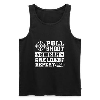 Skeet Schießen | Wurfscheibenschießen Geschenkidee - Männer Premium Bio Tank Top - Schwarz - Vorne - Michal (187cm)