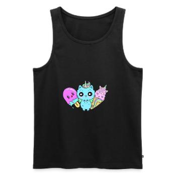 unicorn Katze Eis am Stiel softeis - Männer Premium Bio Tank Top - Schwarz - Vorne - AI Model Male 178 light (178cm)