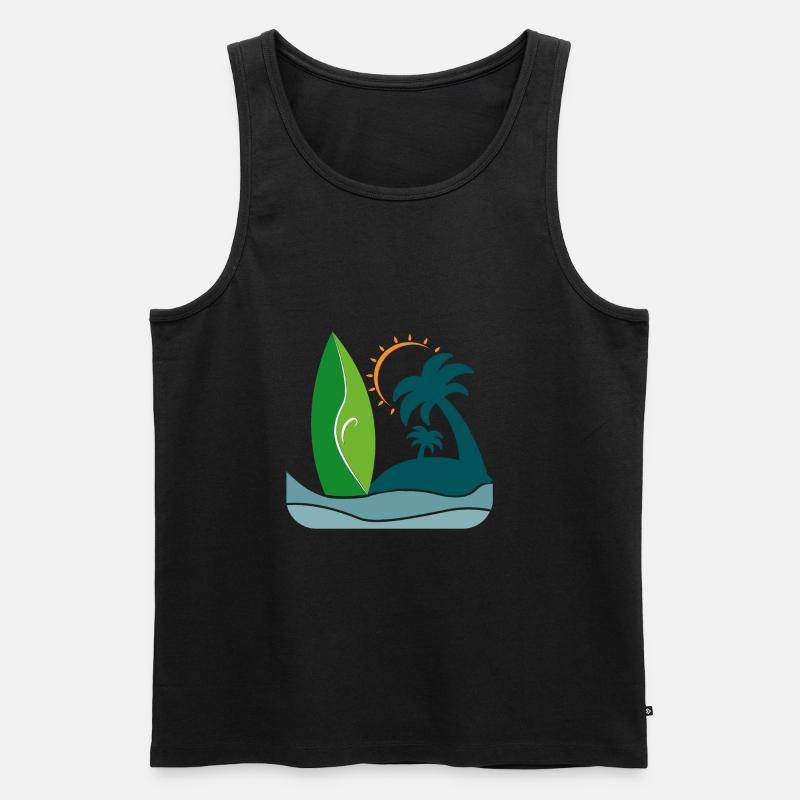 Surfer Insel - Männer Premium Bio Tank Top - Schwarz