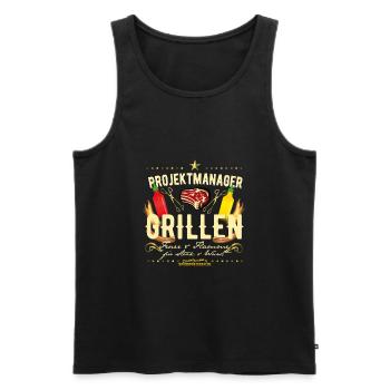Projektmanager Grillen - Männer Premium Bio Tank Top - Schwarz - Vorne - AI Model Male 178 light (178cm)