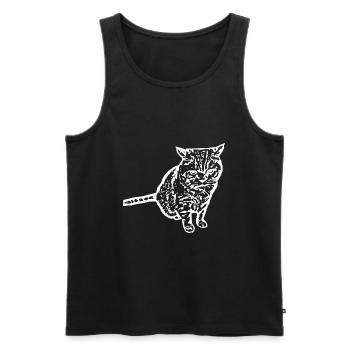 Cat Silhouette White Gift Cat Lover - Men's Premium Organic Tank Top - black - Front - AI Model Male 178 light (178cm)