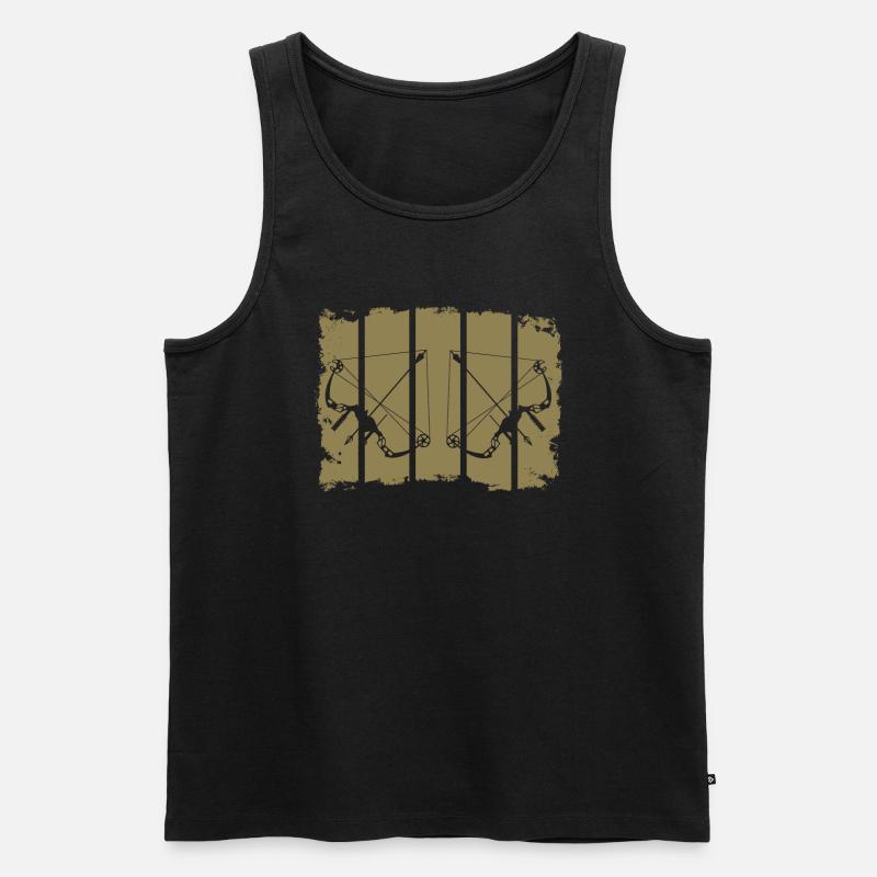Bogenschießen Kompositbogen Retro Streifen - Männer Premium Bio Tank Top - Schwarz
