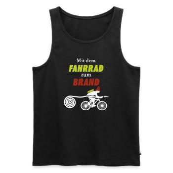Mit dem Fahrrad zum Brand - Männer Premium Bio Tank Top - Schwarz - Vorne - Michal (187cm)