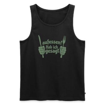 Koch Shirt Aufessen ! Hab ich gesagt - Männer Premium Bio Tank Top - Schwarz - Vorne - AI Model Male 178 light (178cm)