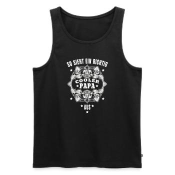 Papa Vater - So sieht ein richtig cooler Papa aus - Männer Premium Bio Tank Top - Schwarz - Vorne - AI Model Male 178 light (178cm)