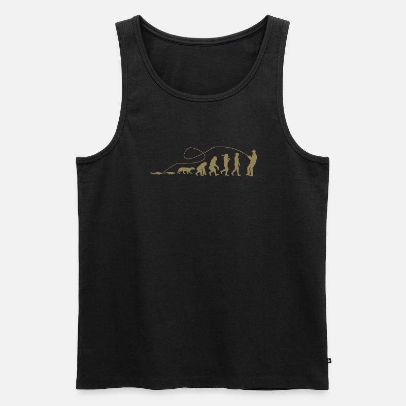 Evolution Angler TShirt - Männer Premium Bio Tank Top - Schwarz