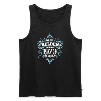 Wahre Helden wurden 1973 geboren - Männer Premium Bio Tank Top - Schwarz - Vorne - Michal (187cm)