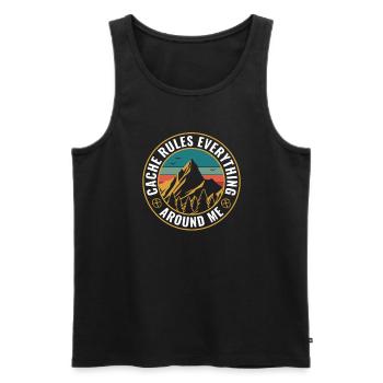 Geocaching Cache Regeln Alles Um Mich Herum - Männer Premium Bio Tank Top - Schwarz - Vorne - AI Model Male 178 light (178cm)