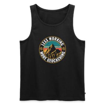 Geocaching Funny Geocacher Weniger Arbeiten Mehr - Männer Premium Bio Tank Top - Schwarz - Vorne - AI Model Male 178 light (178cm)
