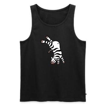 Kawaii Zebra Handstand Design - Männer Premium Bio Tank Top - Schwarz - Vorne - Michal (187cm)