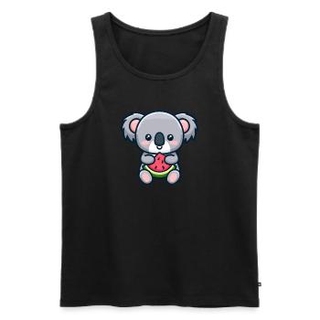 süßer Koala isst rote WaSSERMELONE - Männer Premium Bio Tank Top - Schwarz - Vorne - AI Model Male 178 light (178cm)