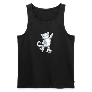 Dessin de chat sur patins - Débardeur bio Premium Homme - noir - Devant - AI Model Male 178 light (178cm)