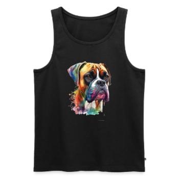 German Boxer Dog Watercolor Design - Men's Premium Organic Tank Top - black - Front - Michal (187cm)