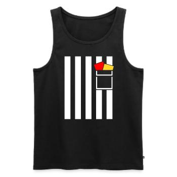 Costume d’arbitre Football Arbitre Carnaval - Débardeur bio Premium Homme - noir - Devant - AI Model Male 178 light (178cm)