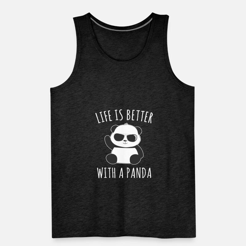 Life Is Better Withe a Panda Bamboo Bear Panda Bear Men's Premium Organic Tank Top