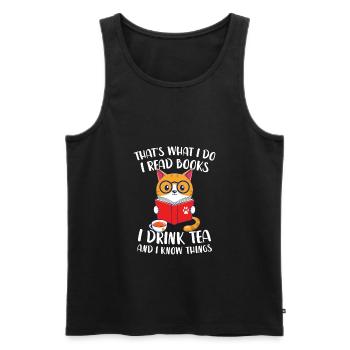 Bücher Lesen Leseratte Bücherwurm Lesefan Tee - Männer Premium Bio Tank Top - Schwarz - Vorne - AI Model Male 178 light (178cm)