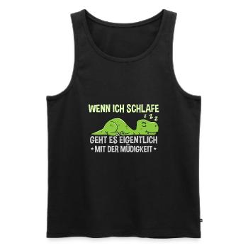 Schlafmütze Faulenzen Schlafen Pyjama Dino - Männer Premium Bio Tank Top - Schwarz - Vorne - AI Model Male 178 light (178cm)