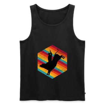 Wild West Western Rodeo Bull Riding Cowboy - Men's Premium Organic Tank Top - black - Front - AI Model Male 178 light (178cm)