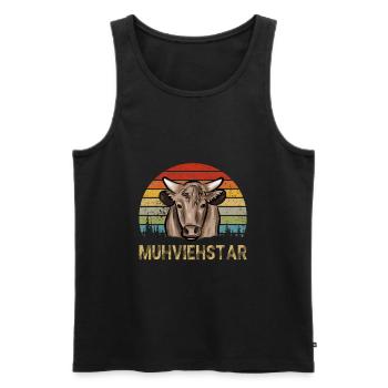 Muhviehstar Landwirt Kuh Bauer Vintage Milchbauer - Männer Premium Bio Tank Top - Schwarz - Vorne - Michal (187cm)